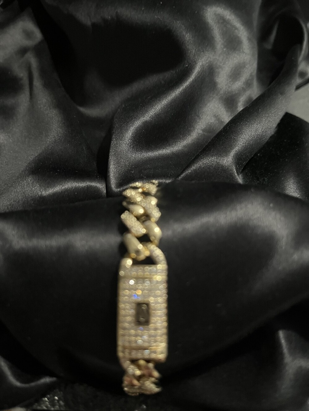 14k Gold-filled Crystal Cuban Link Bracelet 7"